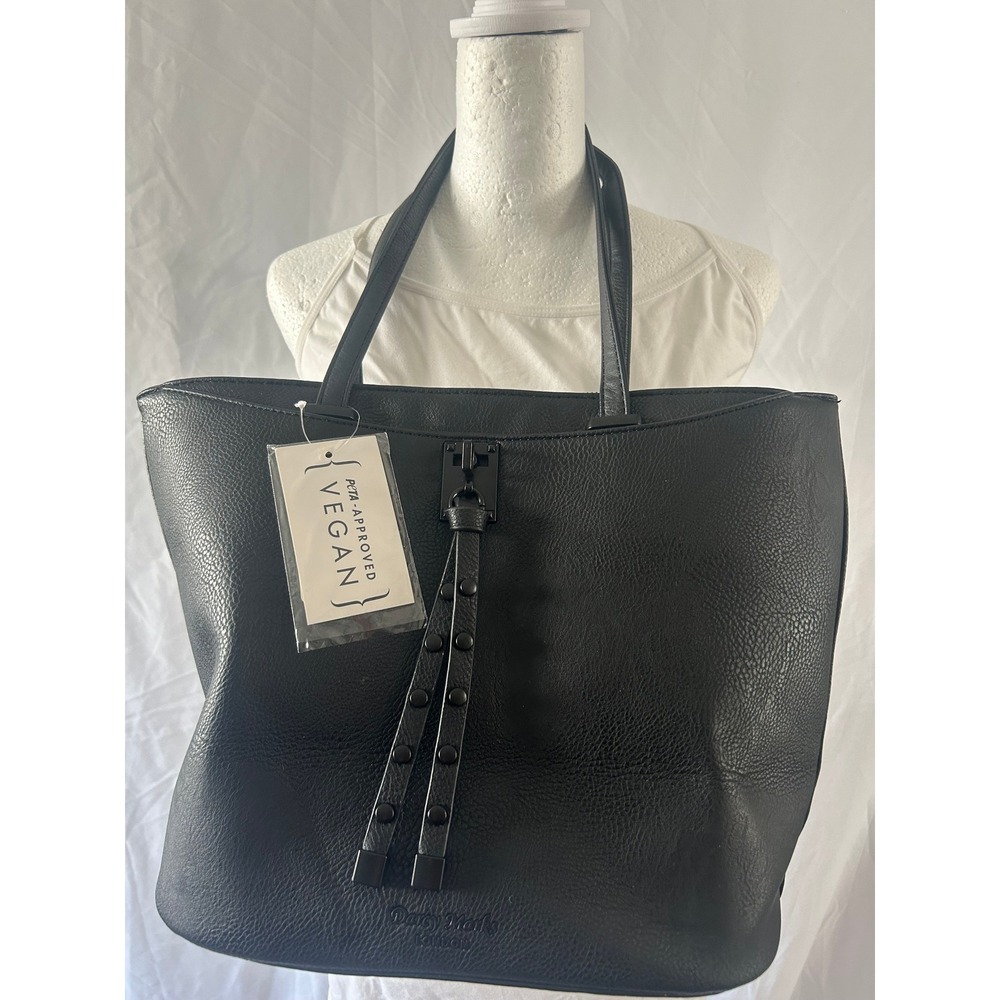 Darcy Marks London Black Vegan Leather‎ Tote Bag Pebbled Large Shoulder Bag #493